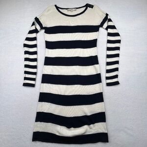 Ann Taylor Loft women size SP Petite Sweater Dress Navy blue & Off-white Stripes